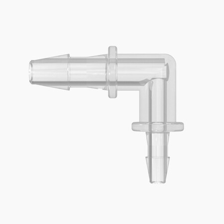 Cole Parmer Hose Barb Fitting, Reducing Elbow, Polypropylene, Cleanroom, 3/32in IDx1/16in ID; 10PK RL1.5-1-200PP-QC
